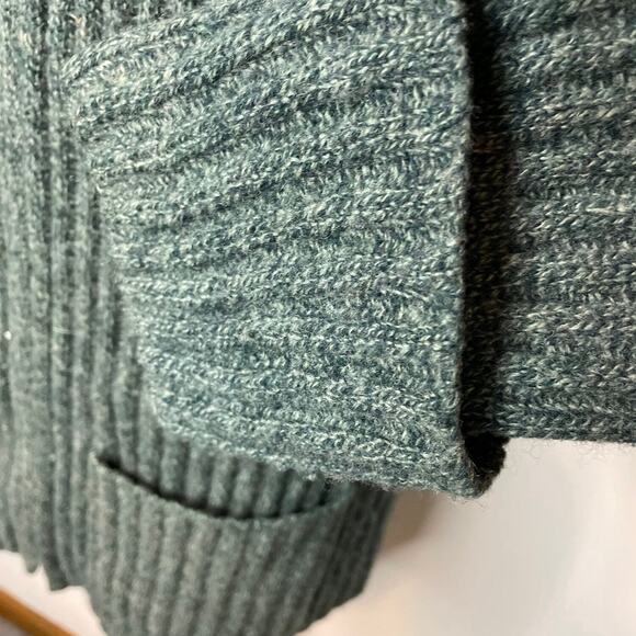 Banana Republic 100% Wool Sweater Jacket XS Leather Panel Full Zip Cuffed Knit - Picture 6 of 8